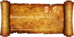 Benyovszky Iván névjegykártya