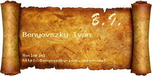 Benyovszky Iván névjegykártya